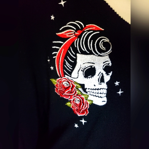 NWT Torrid Pin-up Rockabilly Skull Button Down Cardigan Size 3 - Picture 7 of 8